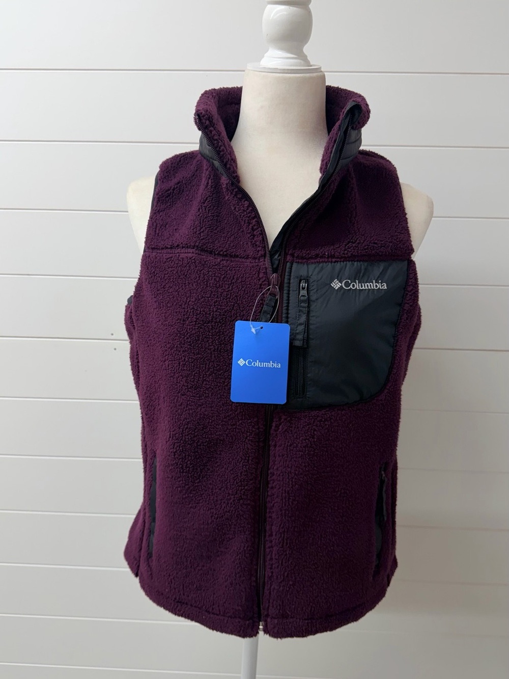 Columbia Kids Sherpa Vest in Plum with Black Trim